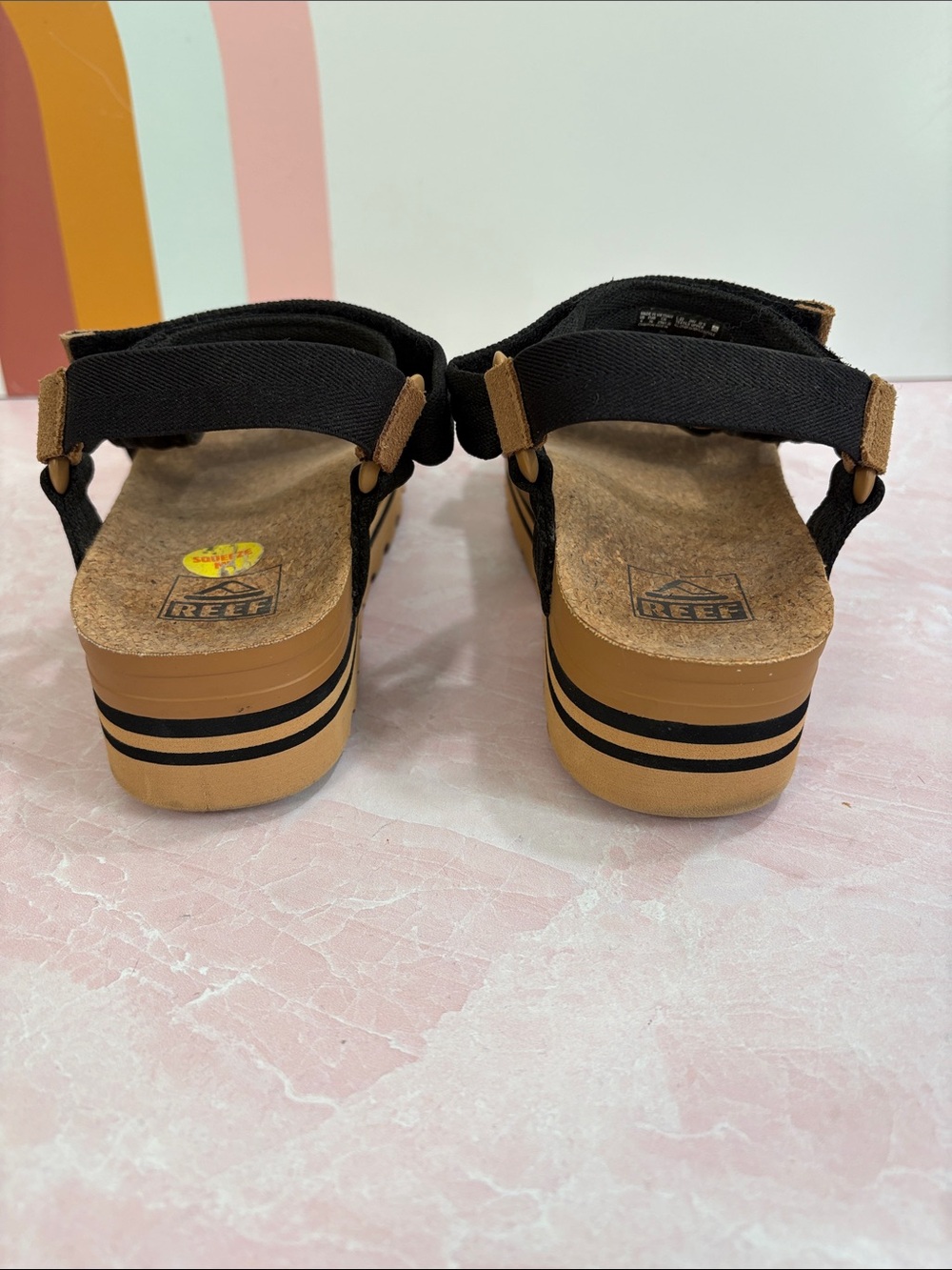 Reef Women’s Black and Tan Platform Sandals - Picture 4 of 7
